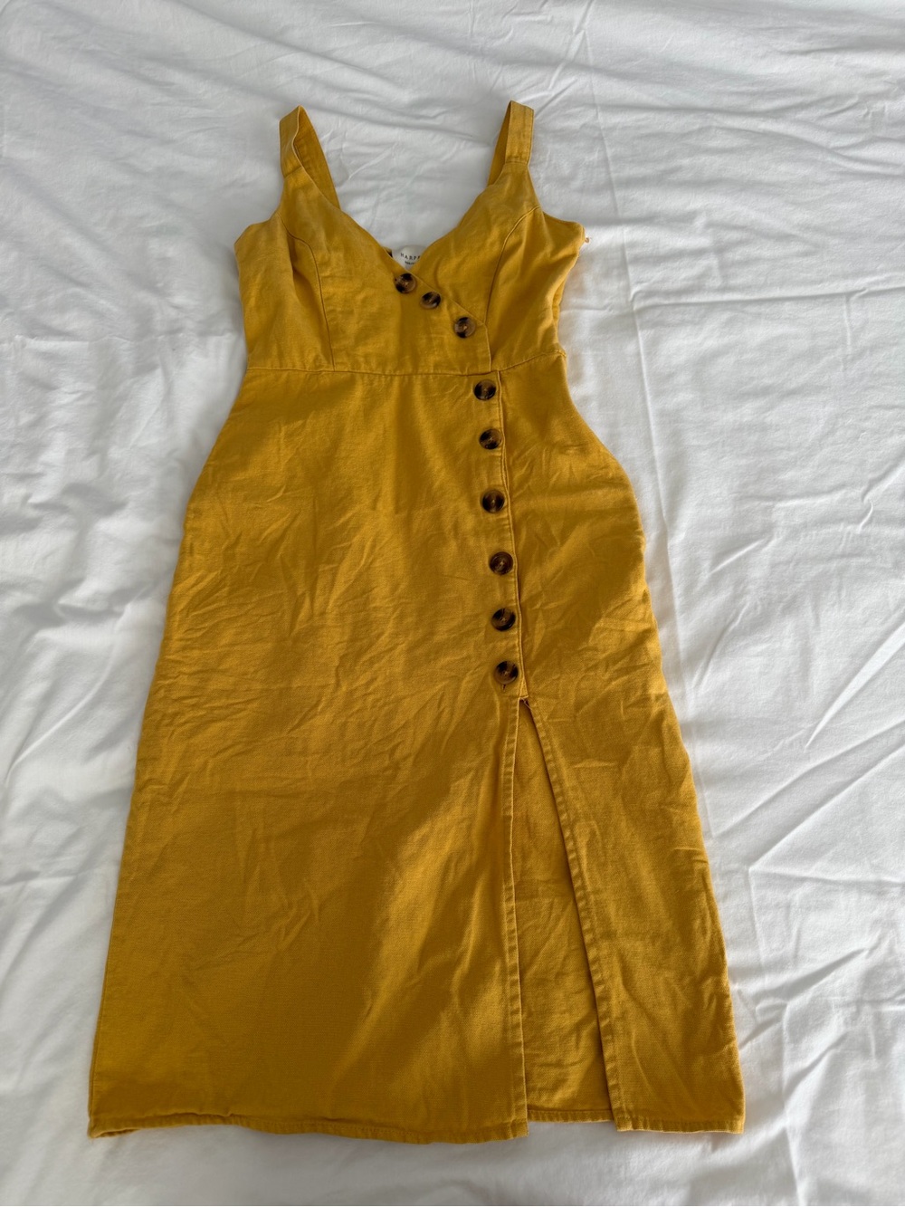 Harper Mustard Yellow Button-Front Midi Dress size XXS